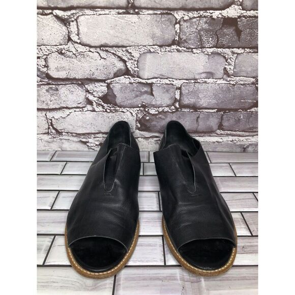 Zero+Maria Cornejo Black Leather Peep Toe Loafer Flats Women’s Sz 39EU/8.5M US - Picture 8 of 16